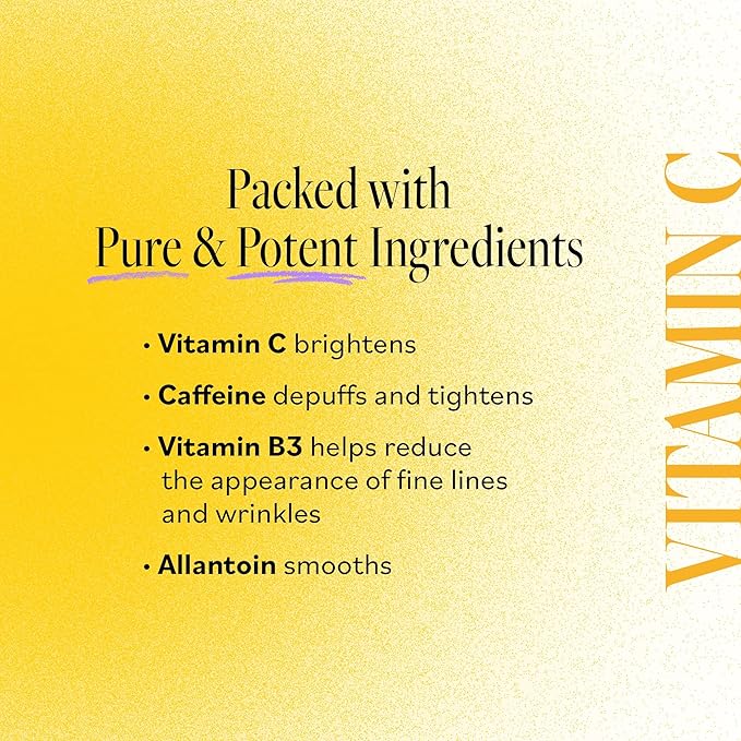 Derma E Vitamin C Bright Eyes Hydro Gel Under Eye Patches for Dark Circles (60 Ct, 30 Pairs) Allantoin, Caffeine & Vitamin B3, Eye Patches for Fine Lines, Wrinkles, Dark Circles & Puffy Eyes