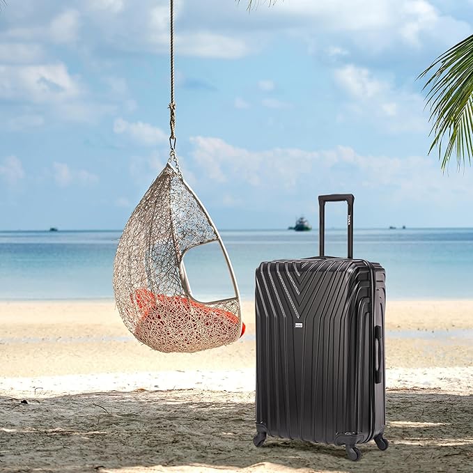 InUSA VASTY Luggage with Spinner Wheels | Durable Lightweight Hardside Suitcase, Travel Bag with Handle and Trolley, 28-Inch Large Checked Luggage | Black