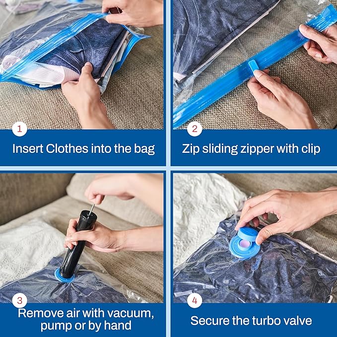 10-Pack Variety Vacuum Storage Bags for Comforters, Blankets & Clothes – Vacuum Sealed Compression Bags with Hand Pump – Space Saver Storage Bags for Bedding,Travel & Organization (2S, 2M, 3L & 3XL)