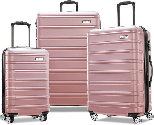 Samsonite Omni 2 Hardside 3 Piece Set - Includes Global Carry-On, Medium, & Large Checked Suitcases - 360° Dual Spinner Wheels - Integrated TSA Lock & Expansion - Amazon Exclusive - Rose Gold