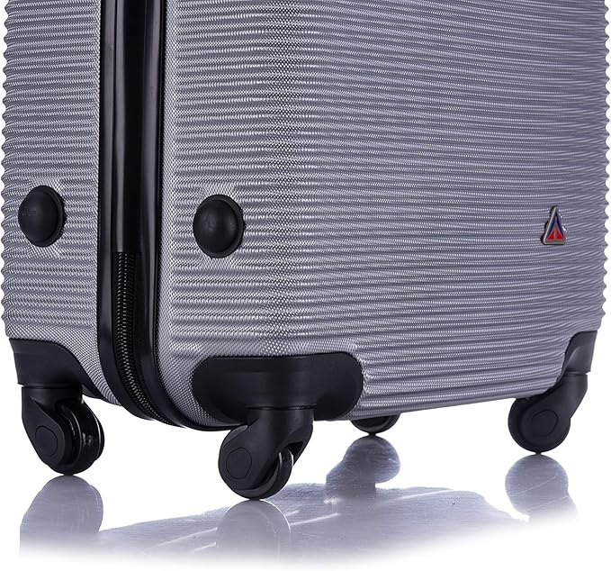 InUSA ROYAL Hardside Luggage with Ergonomic Handles | Spacious Travel Suitcase with Four Spinner Wheels and Studs | 20 Inch Hardside Carry-On Spinner Luggage | Silver