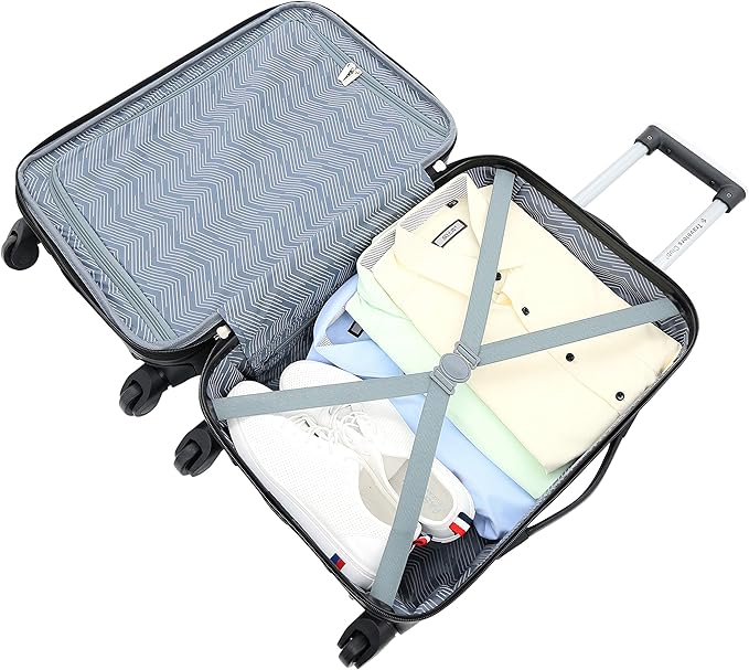 Travelers Club Chicago Hardside Expandable Spinner Luggage, Black, 3 Piece Set