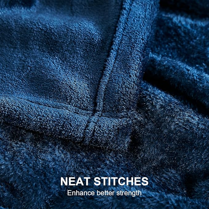 Hansleep Fleece Navy Blue Full Blanket, Super Soft Flannel Fuzzy Plush Cozy Blanket for All Seasons, Navy Blue, Full 84x90 Inches
