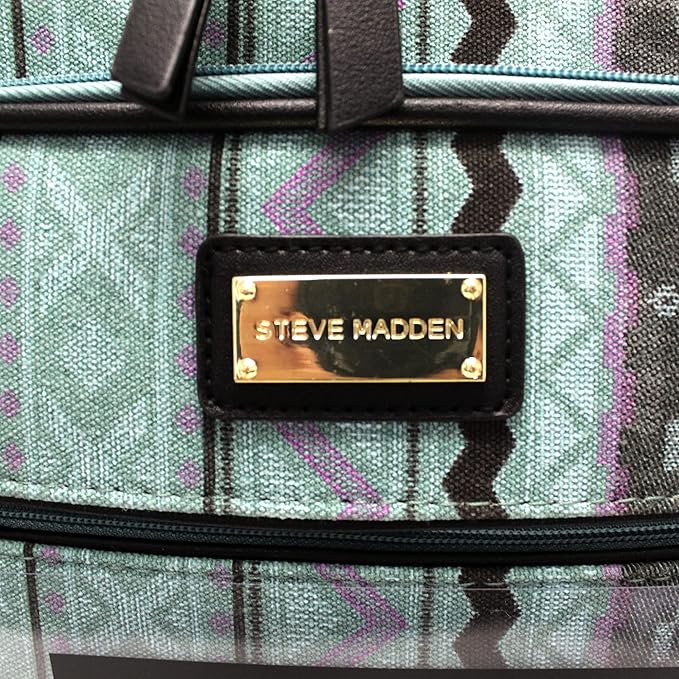 Steve Madden Designer-Gepckkollektion Leichter Softside-Koffer fr Damen und Herren strapazierfhige 50,8 cm groe Tragetasche mit 4 rollenden Spinner-Rdern, Legends Turquoise, 20in, Carry on Bag With