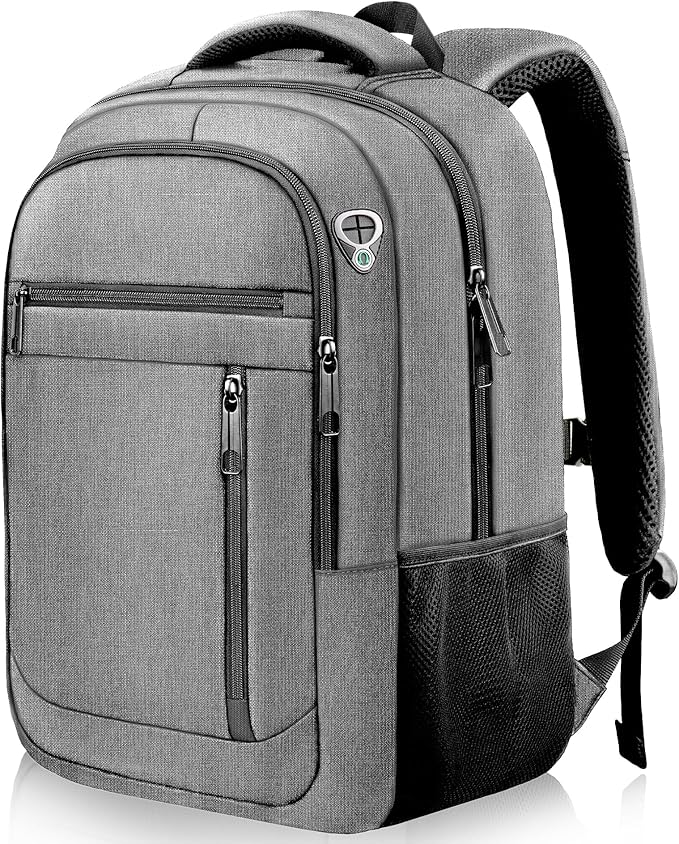 Travel Backpack, 40L Business Laptop Backpack with 17.3 Inch Laptop Compartment, Lightweight Daypack for Flight, Durable Water Resistant Bookbag, Hiking, Work Backpack for men, Grey