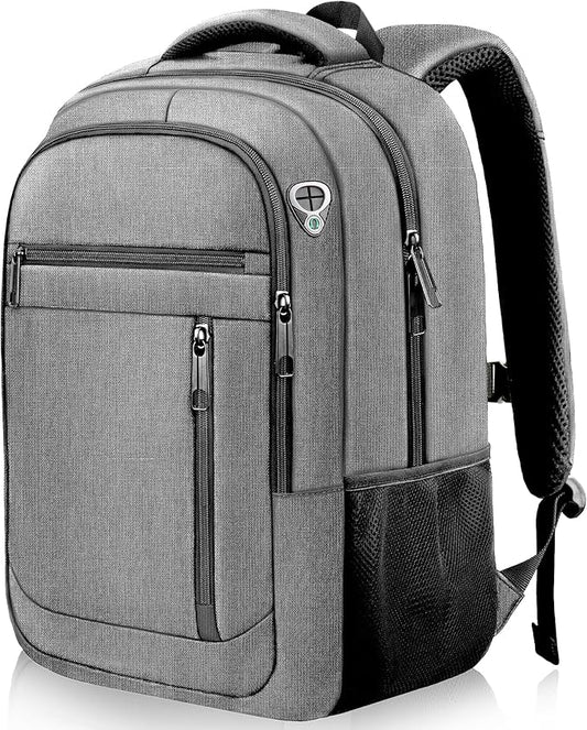 Travel Backpack, 40L Business Laptop Backpack with 17.3 Inch Laptop Compartment, Lightweight Daypack for Flight, Durable Water Resistant Bookbag, Hiking, Work Backpack for men, Grey