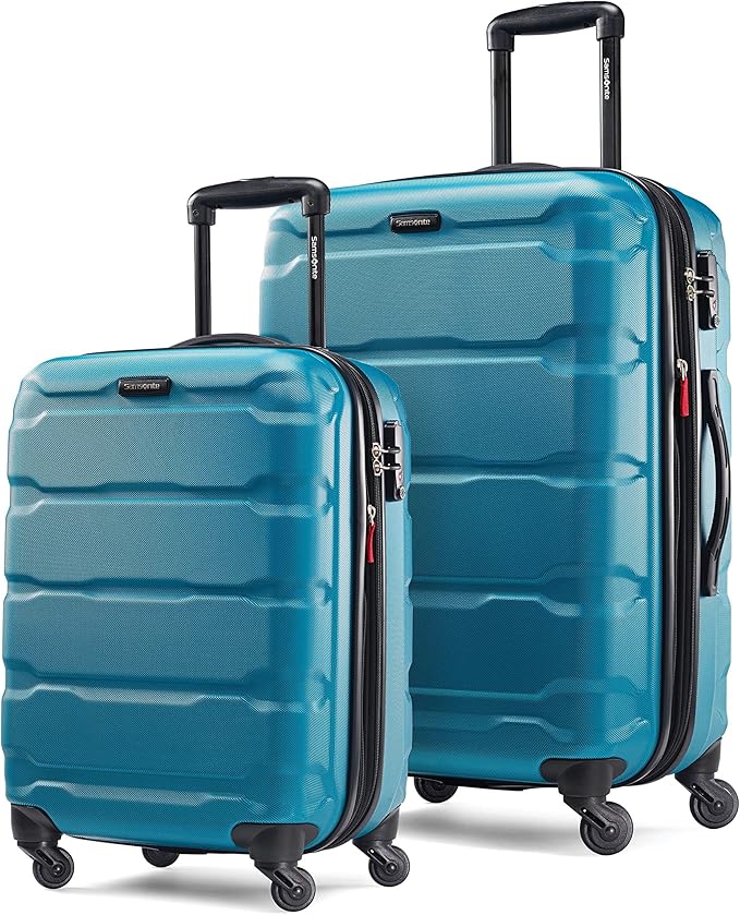Samsonite Omni PC Hardside Expandable Luggage with Spinner Wheels, Carribbean Blue, 2-Piece Set (20/24)