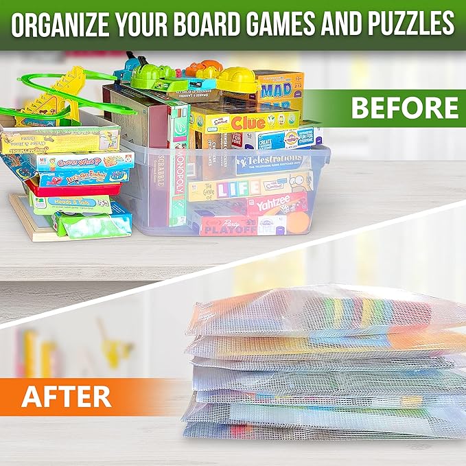 32 Pack Mesh Zipper Pouch Bags A3 - 17.7x12.6 - Plastic Zipper Pouches for Organizing - Board Game Bags - Puzzle Organizer Bag - Large Zippered Pouch Bag - Mesh Pouches with Zippered - Puzzle Storage