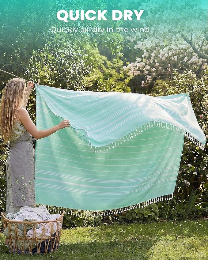 2 Pack Giant Huge Thin Boho Throw Blanket Turkish Beach Blanket Towel Jumbo Extra Large XXL Oversized Outdoor Picnic Accessories Airplane Travel Essentials Camping Gears Must Haves Yard Yoga Mat Aqua