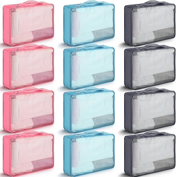 Tudomro 12 Pcs Large Packing Cubes Luggage Organizers for Suitcase Mesh Travel Organizer Bags Travel Packing Organizers for Traveling Camping Hiking