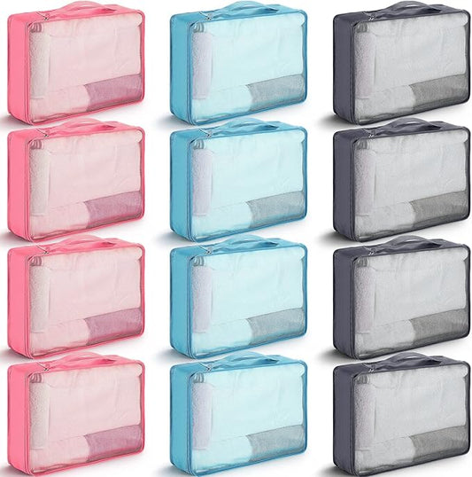 Tudomro 12 Pcs Large Packing Cubes Luggage Organizers for Suitcase Mesh Travel Organizer Bags Travel Packing Organizers for Traveling Camping Hiking