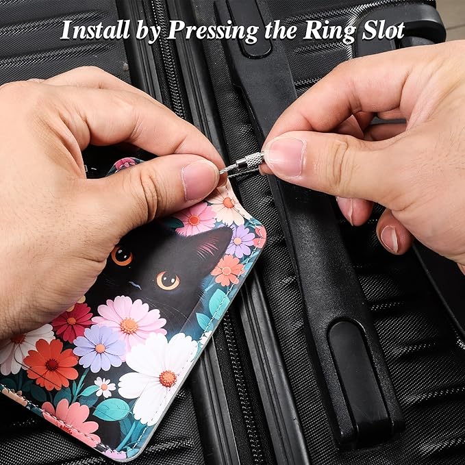 Luggage Tags for Suitcases, 2 Pack Cute PU Leather Luggage Tag TSA Approved with Stainless Steel Loop and Address Card Baggage Tag for Travel&Hotel Stays&Cruise Ships&Shipping and Mailing