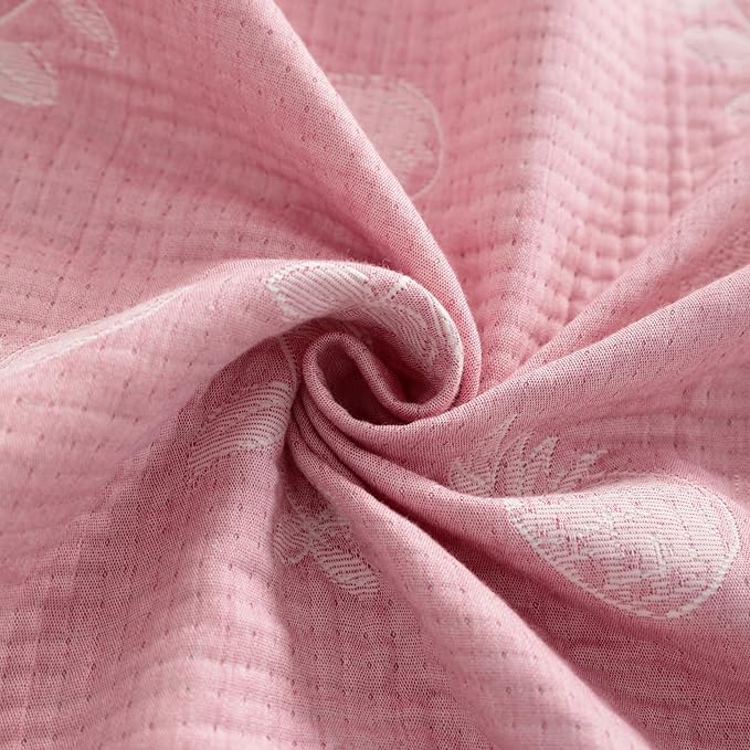 NTBAY 3 Layer Toddler Blanket, Muslin Cotton Jacquard Bed Blankets, Lightweight Thermal Baby Blanket, Super Soft and Warm Crib Blanket for All Seasons, Decoration Gift, 30"x40", Pink Pineapple