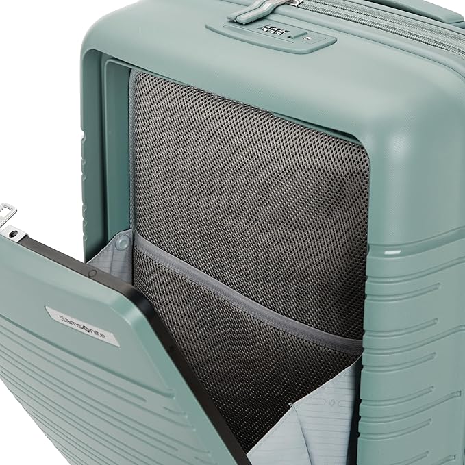 Samsonite Elevation Plus - Carry-On Hardside Luggage with QuickEntry™ Front Compartment - Scratch Resistant Polypropylene Shell, AirTag Holder, TSA Lock, Airline Approved- Cypress Green