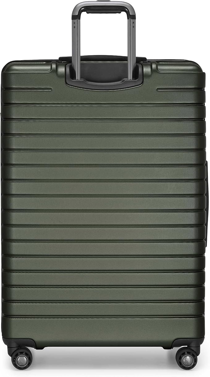 Traveler's Choice Archer Polycarbonate Hardside Spinner Luggage Set, Tie Down Straps, Green, Checked 29-Inch