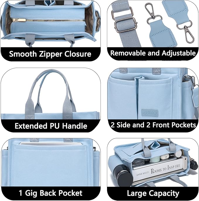 ZHMO Canvas Tote Bag for Women,Women's Bags Crossbody Bags Work Laptop Tote Bag Large Handbags Purse for Travel Nurse Teacher