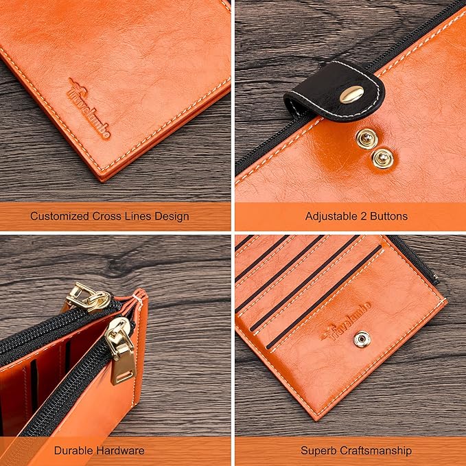 Travelambo RFID Wallet Women Large Size Bifold Multi Card Wallet Case with Zipper Pocke Credit Card Holder for Women