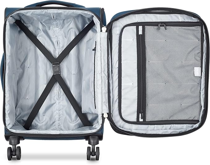 DELSEY PARIS Sky Max 2.0 Softside Expandable Luggage with Spinner Wheels, Blue, Carry-on 21 Inch