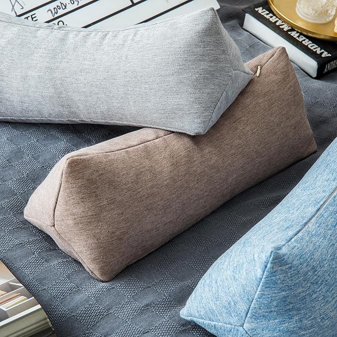 Buckwheat Neck Support Pillow Cervical Neck Cylinder Bolster Pillow,Buckwheat Hulls Adjustable Roll Pillow,Neck Pain Relief for Back and Side Sleepers Round Pillows for Lunch Break Grey, 6*15 inch