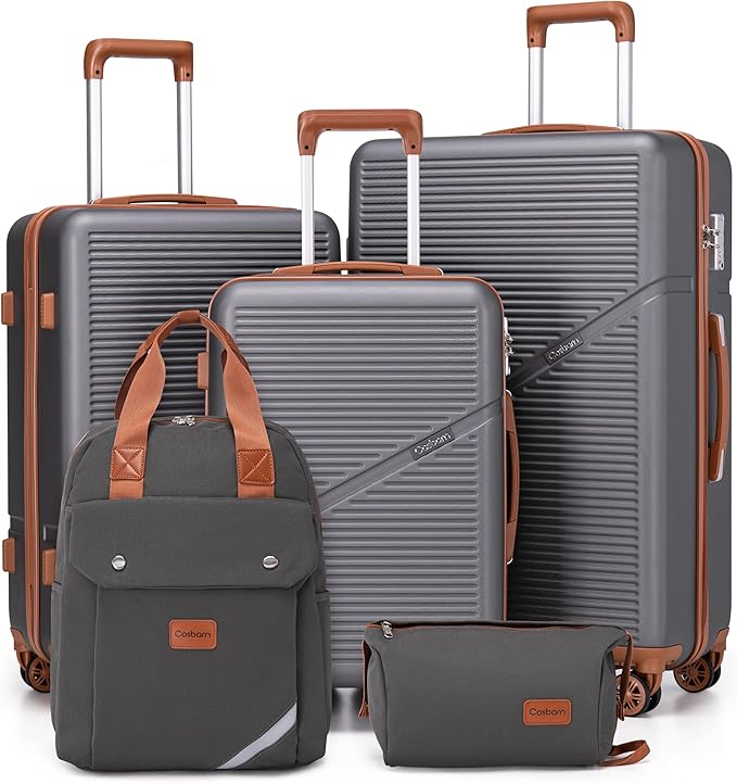 Luggage Sets 5 Piece Suitcases with Wheels, Suitcase Set ABS Hard Case Luggage with TSA Lock Spinner Wheels Durable Travel Luggage (5-Piece Set(20"/24"/28"))