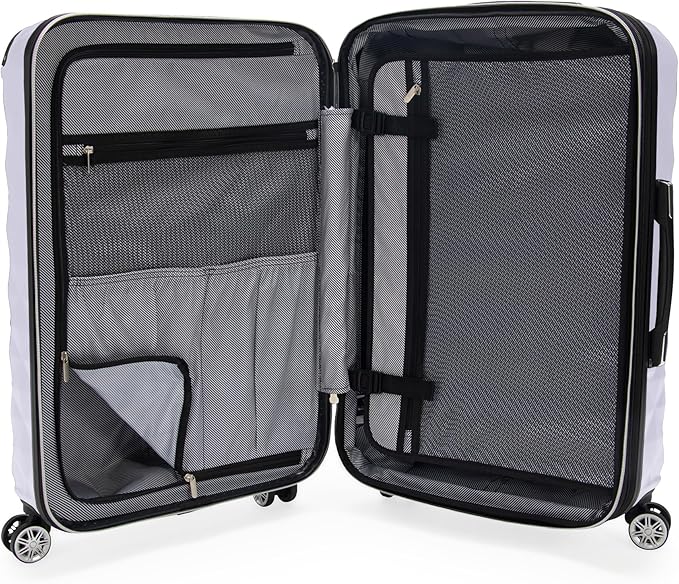 Kenneth Cole REACTION Diamond Tower Collection Lightweight Hardside Expandable 8-Wheel Spinner Travel Luggage, Lavender, 24-Inch Checked