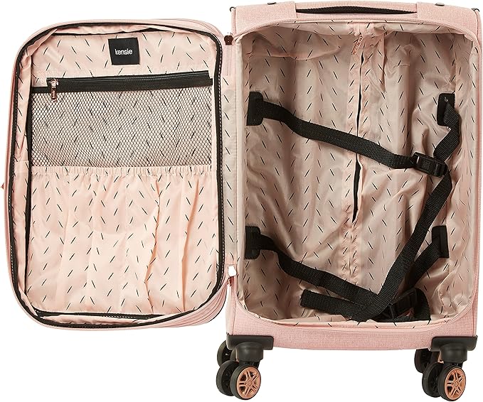 kensie Hudson Softside 3-Piece Spinner Luggage Set, Rose
