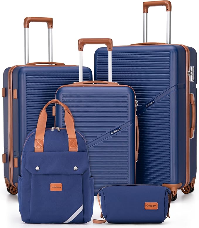 Luggage Sets 5 Piece Suitcases with Wheels, Suitcase Set ABS Hard Case Luggage with TSA Lock Spinner Wheels Durable Travel Luggage (5-Piece Set(20"/24"/28"))