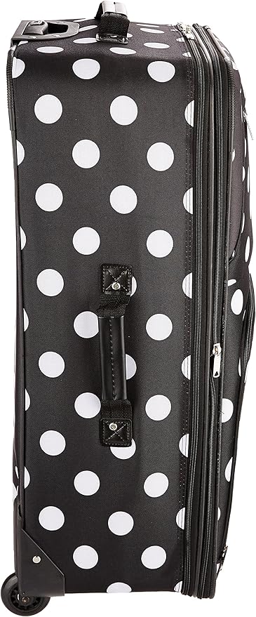 Rockland Vara Softside 3-Piece Upright Luggage Set, Expandable,Black dot, (20/22/28)