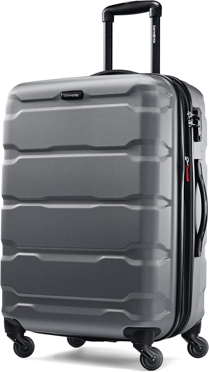 Samsonite Omni PC Hardside Expandable Luggage with Spinner Wheels, Checked 24-Inch, Charcoal