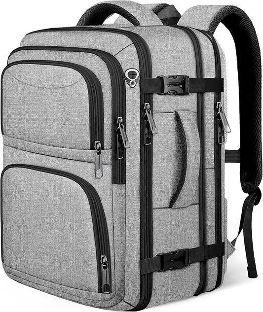 Travel Backpack for Men, Expanable Carry on Backpack, TSA 17.3 inch Laptop Bag Flight Approved, Lightweight Business Luggage Bag, Travel Gifts for Men Women, Grey