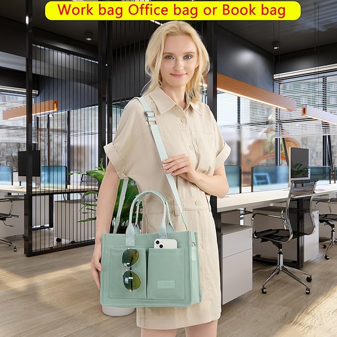 ZHMO Canvas Tote Bag for Women,Women's Bags Crossbody Bags Work Laptop Tote Bag Large Handbags Purse for Travel Nurse Teacher