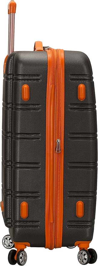 Rockland Melbourne Hardside Expandable Spinner Wheel Luggage, Charcoal, Checked-Large 28-Inch