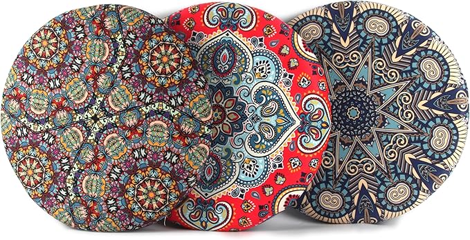 Sigmat Memory Foam Seat Cushion Anti-Slip Soft Round Stool Cushion Chair Pad 15 Inch Geometric