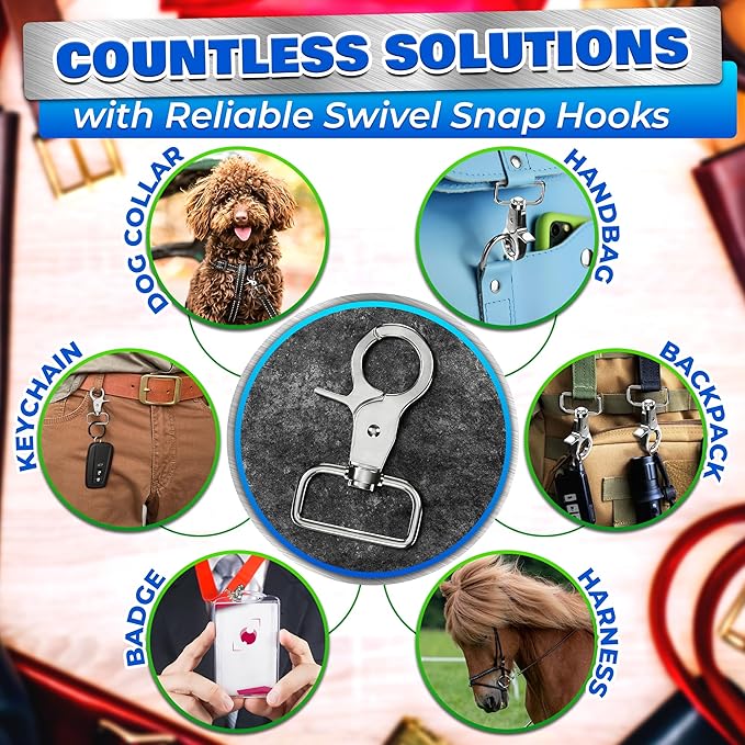2 Pcs Swivel Snap Hooks – 2.24 Inch Flag Clips for Flagpole Rope – 304 Stainless Steel 360° Rotating Hooks for Dog Leashes, Keychains, Spring Clips | Heavy Duty Hardware for Home, Marine, Pet Use