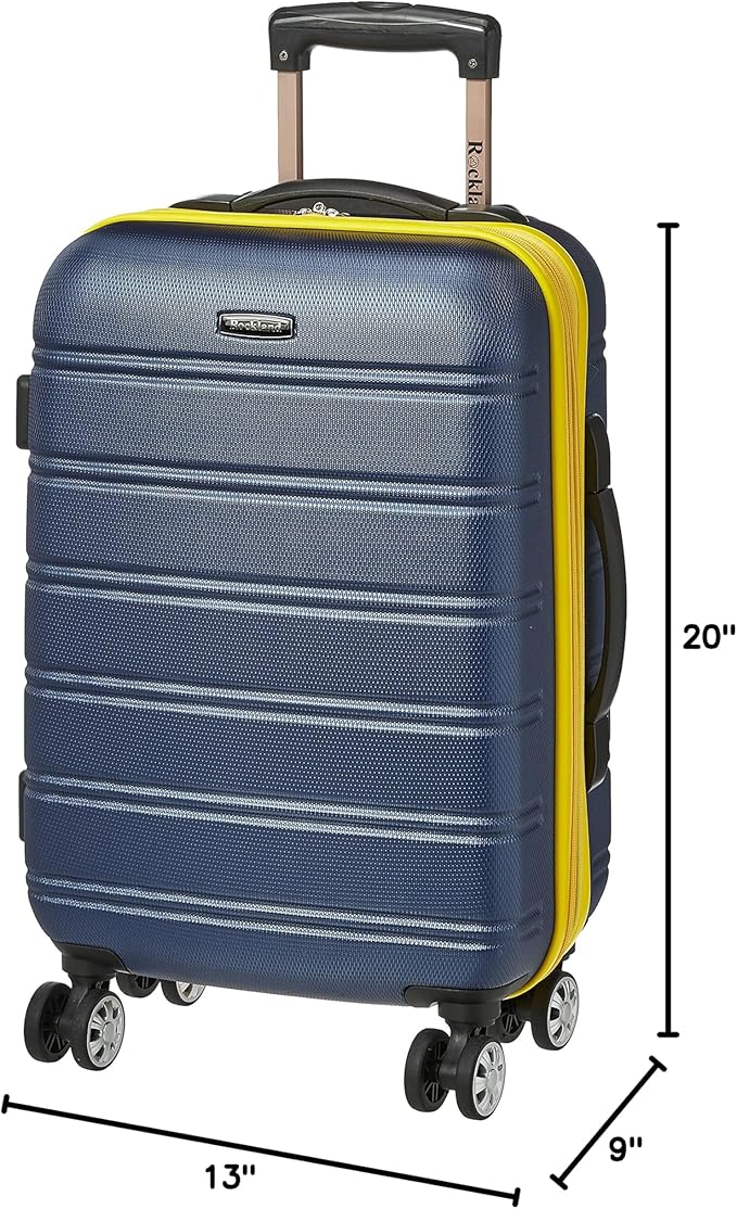 Rockland Melbourne Hardside Expandable Spinner Wheel Luggage, Navy, Carry-On 20-Inch