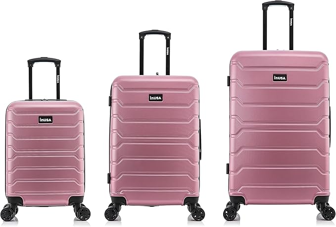 InUSA TREND Luggage with Spinner Wheels | Durable Lightweight Hardshell Suitcase,Travel sets with Handle and Trolley | (20in, 24in, 28in) 3 Piece Set | Rose Gold