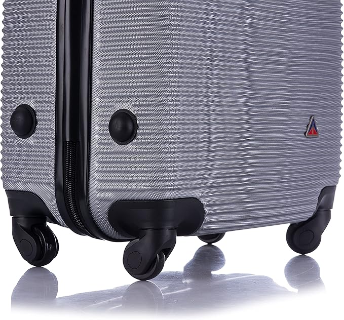 InUSA ROYAL Hardside Luggage Set with Spinner Wheel | Spacious Travel Suitcases with Ergonomic GEL Handle and Studs | (20/24/28/32) 4 Piece Luggage Set | Silver
