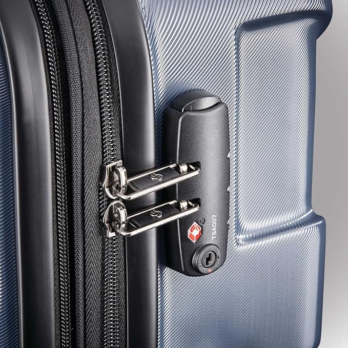 Samsonite Centric Hardside Expandable Luggage with Spinner Wheels, Blue Slate, Checked-Large 28-Inch