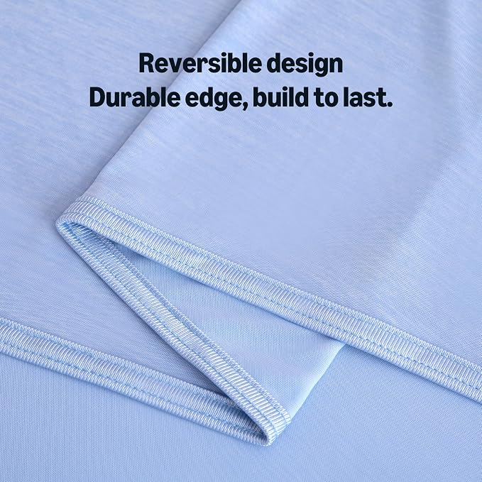 Amazon Basics Cooling Blanket for Hot Sleepers, Reversible Lightweight Thin Throw Blanket for Bed, Couch and Sofa, Throw (50" x 70"), Blue