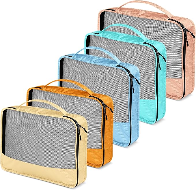 5 Pcs Packing Cubes for Suitcase Large Travel Cubes Carry on Luggage Organizer Bags for Clothes Accessories(Mixed,Pastel)