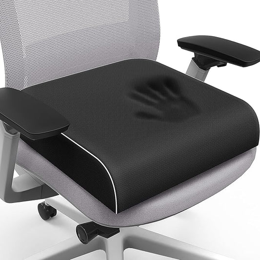Seat Cushion for Tailbone Pain Relief, Office Chair Cushion, Memory Foam Large Chair Cushion with Non-Slip Cover for Soft Support at Office Chair, Car Seat, Airplane Black/2X-Large