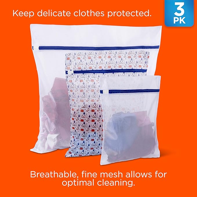 Tide Delicate Clothes Mesh Wash Bags for Wash Machine, 3 Pack (Small, Medium, and Large), Protects from Snagging, Tangling & Wear