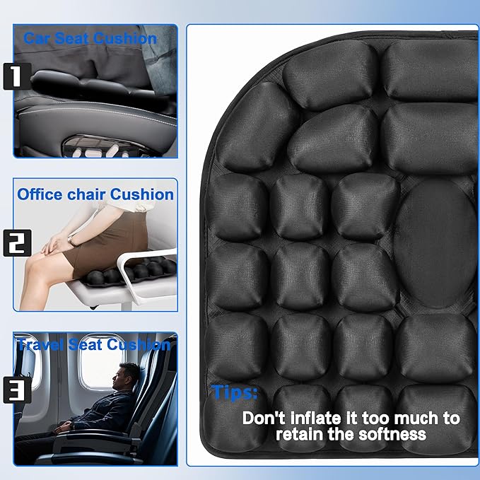 Sondor Travel Cushion,Portable & Adjustable Airplane seat Cushion for Long Flights,Inflatable Cushion for Wheelchair, Travel,Driving