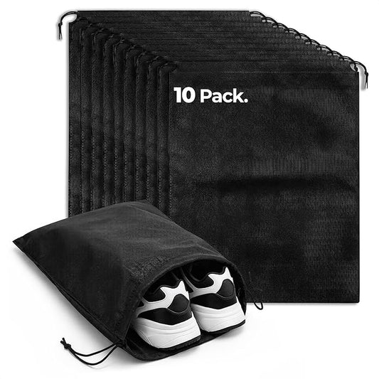 10 Pcs Travel Shoe Bags for Packing in Suitcase – 15.75” x 11.80” Lightweight Breathable Drawstring Shoe Bags for Storage – Dust-Proof Organizer for Sneakers, Heels, Sandals, Gym and Dance Shoes