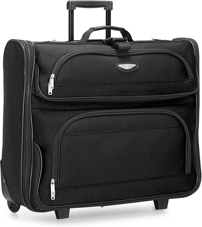 Travel Select Amsterdam Business Rolling Garment Bag, Softside Expandable Rolling 2-Wheeled Suit Carrier, Black, One Size