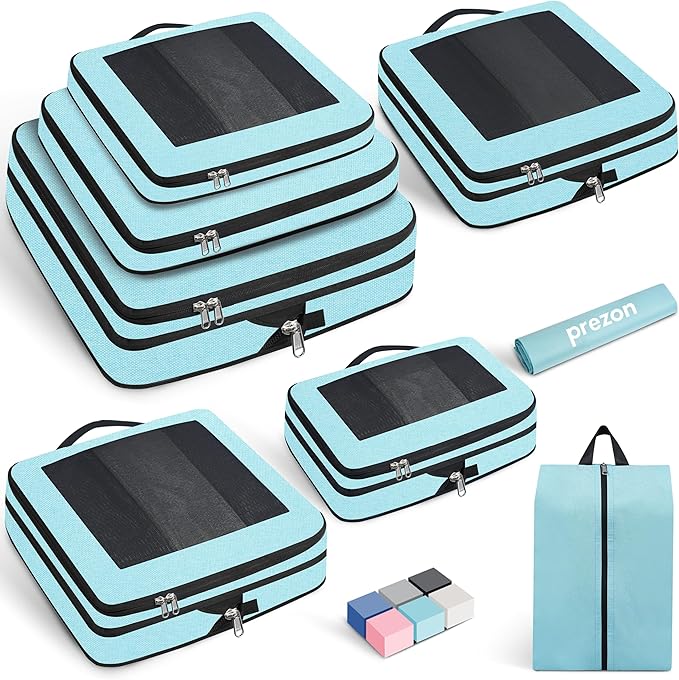 Compression Packing Cubes for Travel, Lightweight Vacation Travel Essentials, Travel Accessories for Suitcase Organizer Bags Set, Durable Luggage Organizer