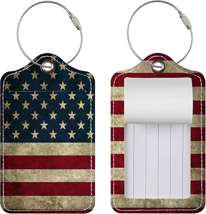 Luggage Tags for Suitcases, 2 Pack Cute PU Leather Suitcase Tag Identifiers TSA Approved with Stainless Steel Loop and Address Card for Baggage Tag for Cruise Airport Travel Essentials by Chelmon