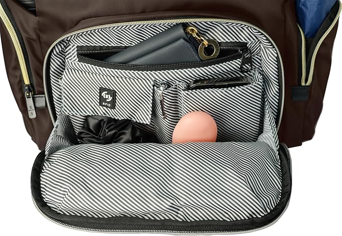 Kenneth Cole REACTION Madison Square Lightweight Hardside Chevron Expandable Spinner Luggage, Chocolate Brown, 2-Piece (20" Carry On + Sophie Backpack)