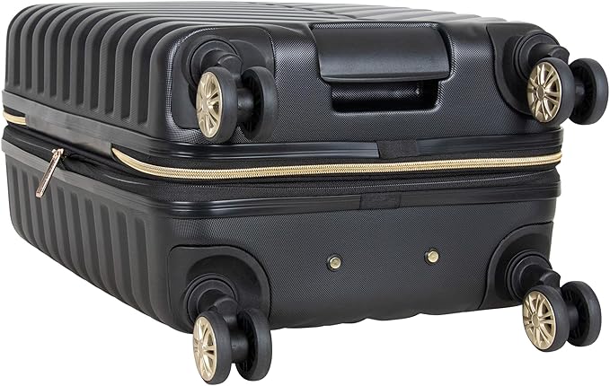 Kenneth Cole REACTION Madison Square Lightweight Hardside Chevron Expandable Spinner Luggage, Black, 2-Piece (20" Carry On + Backpack)