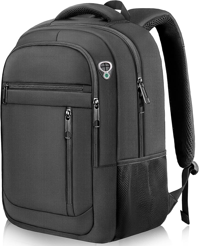 LifetimeWarranty Travel Backpack for Men, Lightweight 40L Business Laptop Backpack with 17.3 Inch Laptop Compartment, Daypack for Flight, Durable Water Resistant Bookbag, Hiking, Work Backpack, Black